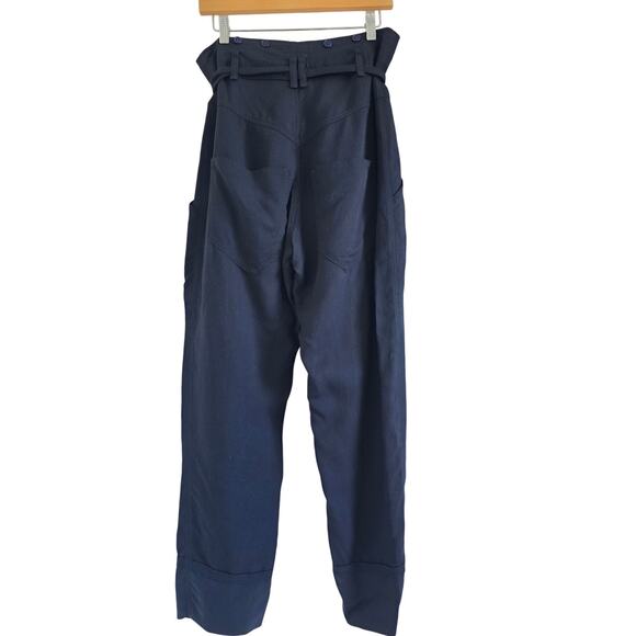Isabel Marant Etoile Sineba Paperbag Belted Pants Navy 34/ XS (Fits like S) - Picture 4 of 10